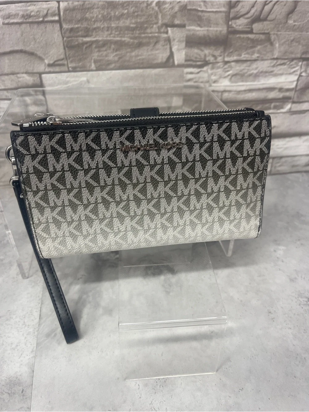 Michael Kors Sheila Medium Signature Logo Satchel & Matching Wallet Black Ombre - Picture 9 of 12